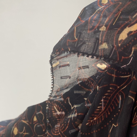 Ulla Johnson Zea Skirt in Jet Floral Vine Metallic Mini Skirt Ruffle Size 2 - Picture 12 of 14